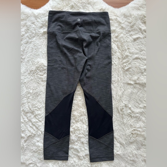 Lululemon Pace Rival High-Rise Crop 22”, Heathered Black/Black, Size 4 - Picture 4 of 5